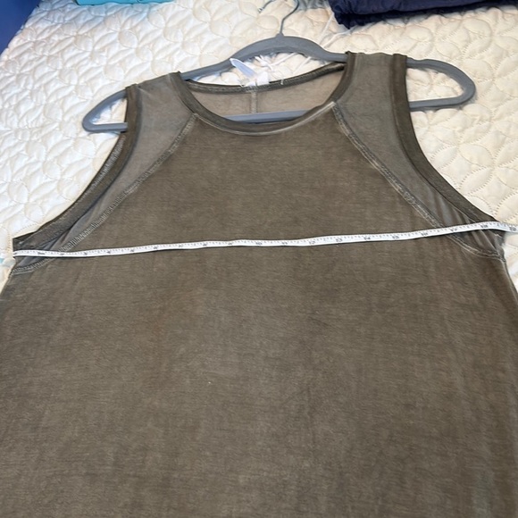 Cable & Gauge Olive Mini Dress Mesh Peek-a-Boo Accents and Hem Size Large - Picture 8 of 9